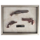 Набор 3в1 (2 пистолета+револьвер) Two barrel gun model в раме, пули, 47х37.5 см Набор 3в1 (2 пистолета+револьвер) Two barrel gun model в раме, пули, 47х37.5 см