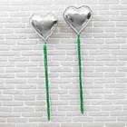 Balloon foil 18" "Heart" with ribbon, foil, set 2 PCs., individual packing, color silver Balloon foil 18" "Heart" with ribbon, foil, set 2 PCs., individual packing, color silver