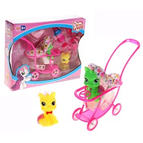 A pony with a stroller and accessories (set 2 PCs)