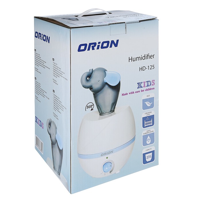 Увлажнитель ORION HD-125 Kids, ультразвуковой, 25 Вт, 2.5 л, игрушка в комплекте, белый 3658723 - фото 41465