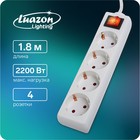 Luazon extension cord, quadruple, 1,8 m, 2200 W, with on/off button, with ground, 220 279129