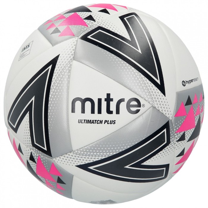 Мяч футбольный MITRE ULTIMATCH PLUS HYPERSEAM L20P 5 белый/серый/розовый