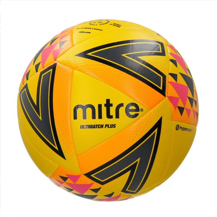 Мяч футбольный MITRE ULTIMATCH PLUS HYPERSEAM L20P 5 желтый/оранжевый/розовый