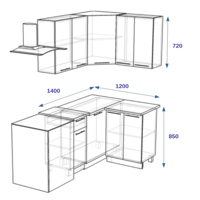 Кухня 1800 на 1400 угловая
