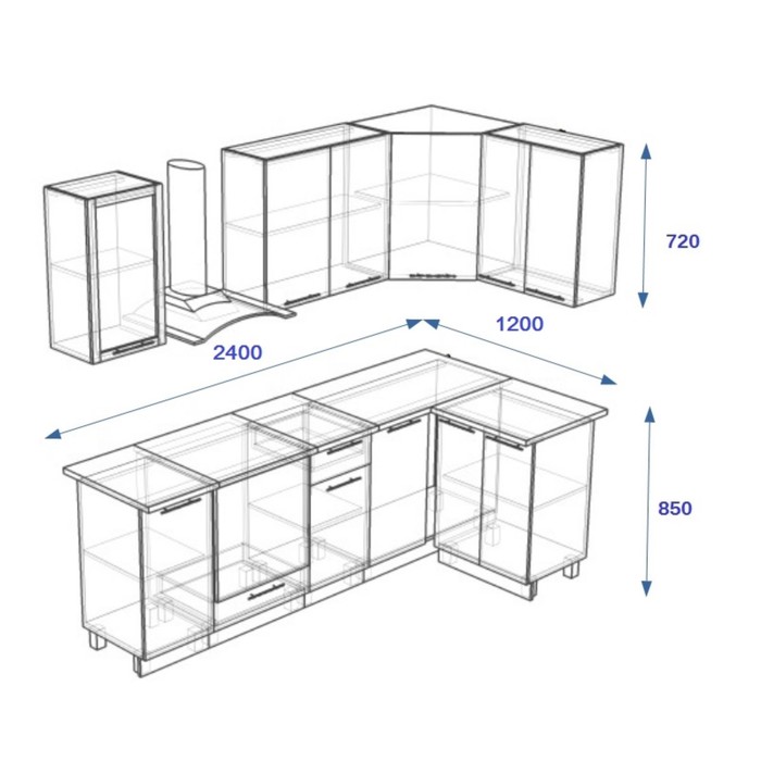 Кухня 2400 мм угловая