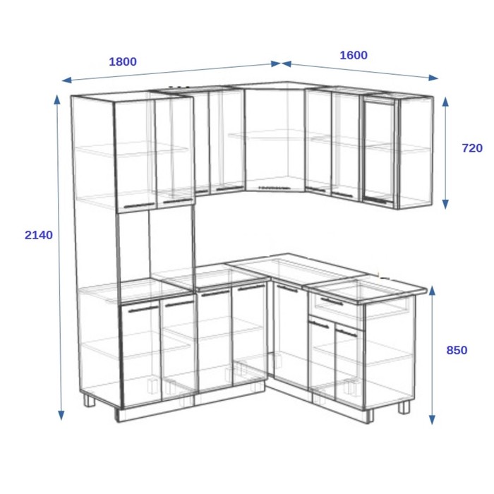 Проект угловой кухни с размерами
