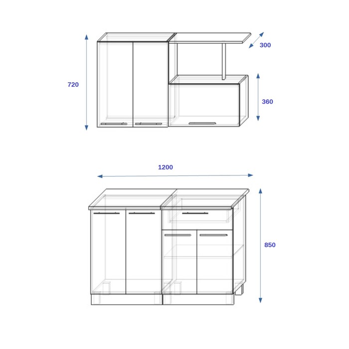 Кухня 1200 мм прямая
