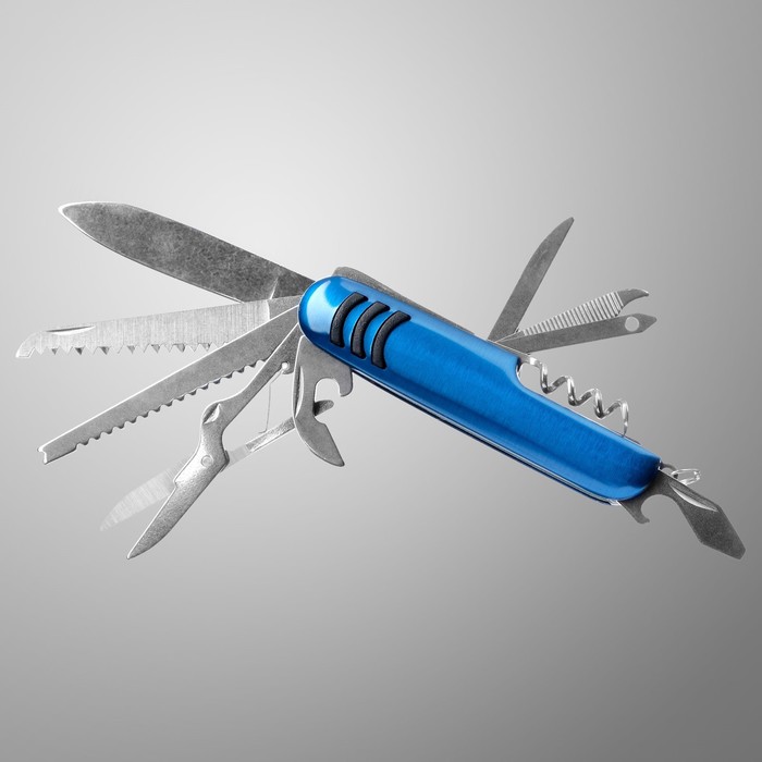 Нож швейцарский "Хепри",  11в1, синий