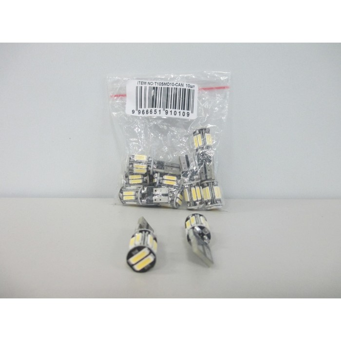 Светодиодная лампа KS-auto, T10, 12 В, 10 SMD, белая