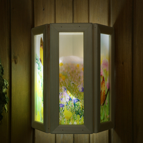 Абажур деревянный "Бабочки" со вставками из стекла с УФ печатью, 33х29х12см