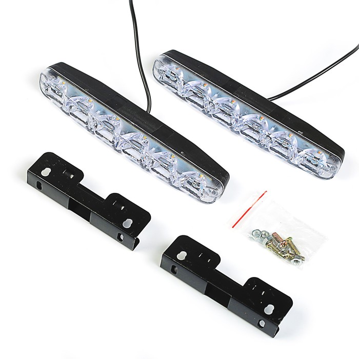 Ходовые огни KS, KS-0624WY, (6 LED, 3 SMD желтый поворот), линза, провода, 155х33х18мм, 2шт.   33280