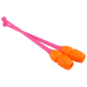 Булавы гимнастические двухцветные сборные PASTORELLI MASHA, длина 40,5 см, FIG, цвет розовый/оранжевый