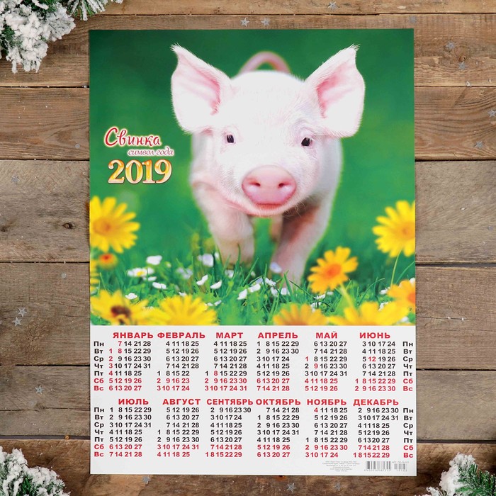 Календарь листовой А2 &quot;Символ года - 2019 - 3&quot; 42х59см