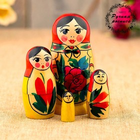 Матрёшка «Семёновская», красный платок, 4 кукольная, 9 см в Донецке