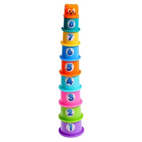 Развивающая игрушка «Пирамидка-стаканчики: Милота», 9 предметов - фото 8478800