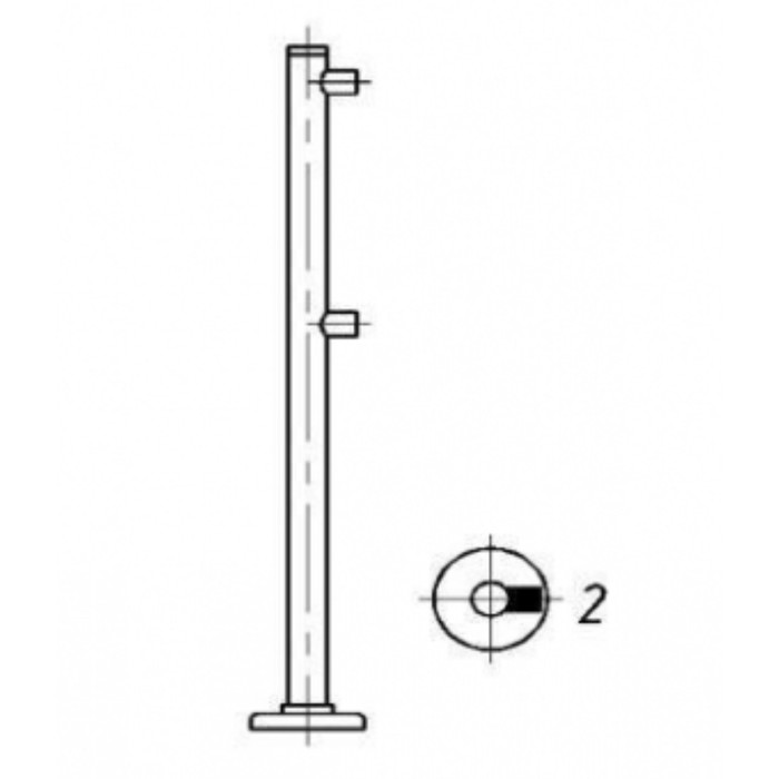 Стойка для ограждения двухуровневая, односторонняя, без муфт, d50мм