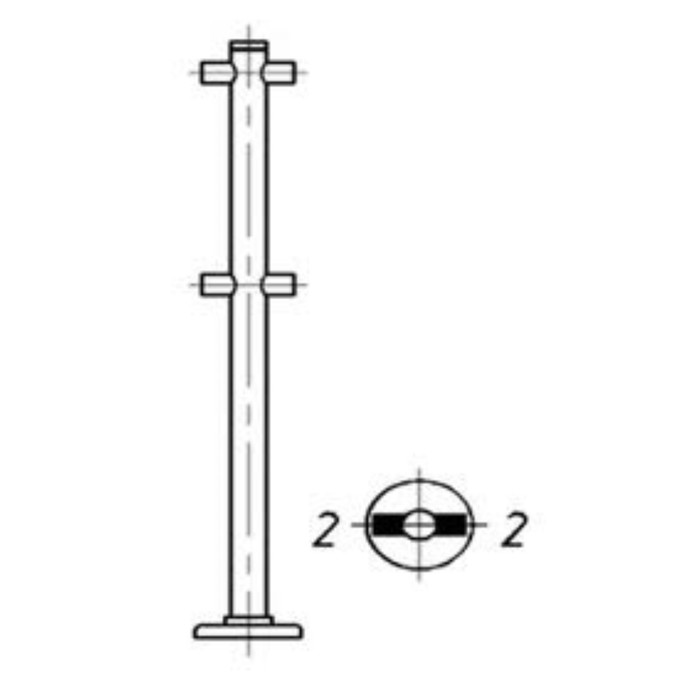 Стойка для ограждения двухуровневая, двухсторонняя, без муфт, d50мм