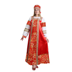 Русский народный костюм "Золотые узоры", платье, сорока, атлас, р-р 50, рост 172 см - фото 6600812