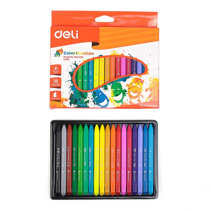 Мелки восковые 18цв Deli EC20010 Color Emotion, трехгранные