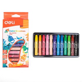 Пастель масляная детская 12 цветов Deli Color Emotion, шестигранная, картонная коробка