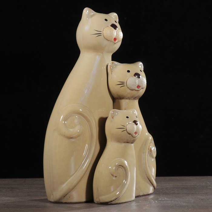 Сувенир керамика "Кошачье семейство" набор 3 шт 21х13х9 см 