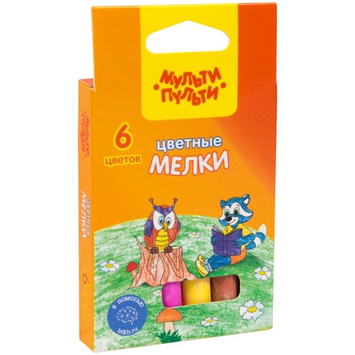 Мелки для рисования, набор Мульти-Пульти «Енот на опушке леса», 6 штук, 6 цветов