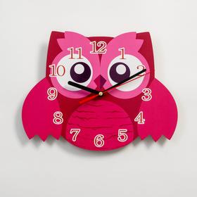 Часы настенные, серия: Детские, "Розовая сова", плавный ход, 24 см