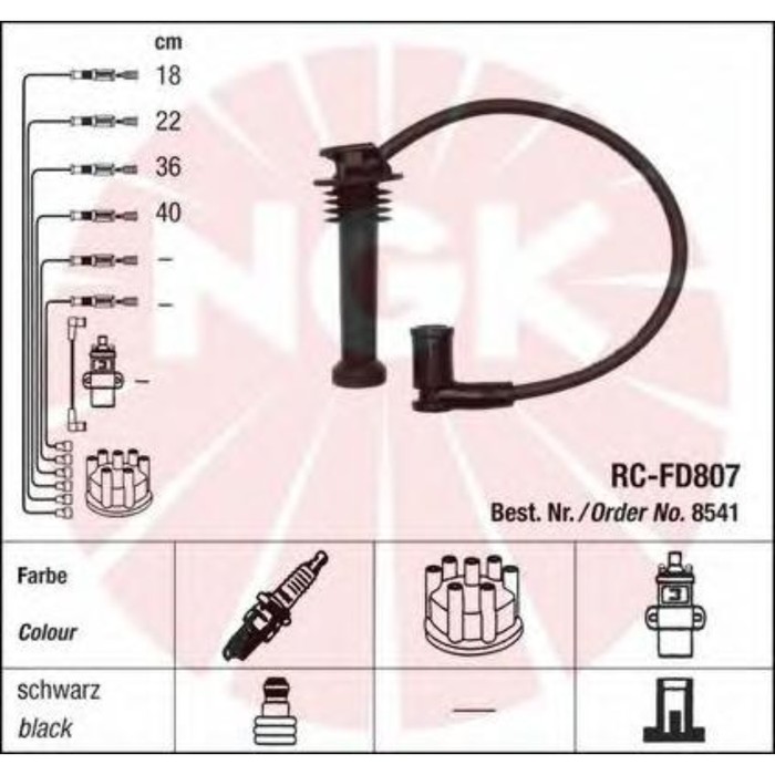 Провода высоковольтные, комплект NGK RCFD807