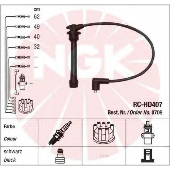 Провода высоковольтные, комплект NGK RCHD407