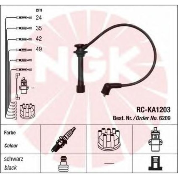 Провода высоковольтные, комплект NGK RCKA1203