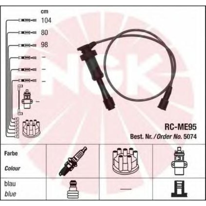 Провода высоковольтные, комплект NGK RCME95