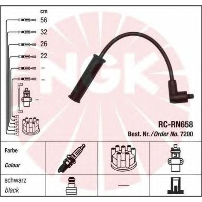 Провода высоковольтные, комплект NGK RCRN658