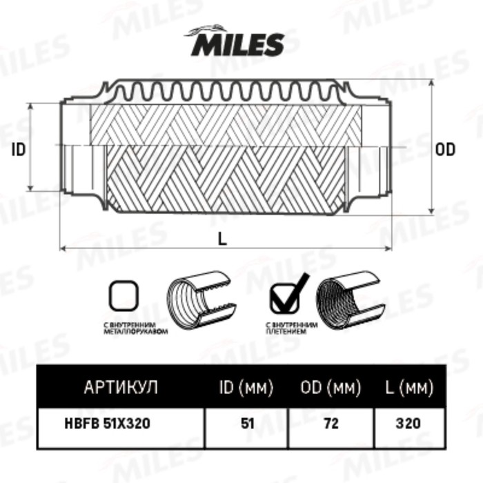 Труба гофрированная  MILES HBFB51X320