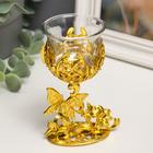 Candle holder plastic, glass Butterfly gold 12x7,5x6 cm