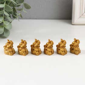 Netsuke Ltd "Elephants" gold set of 6 pieces 3x2,4x1,8 cm