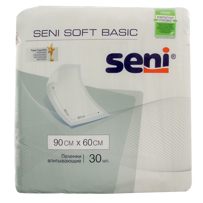 Гигиеническая пеленка Seni Soft Basic, р-р 90х60, 30 шт