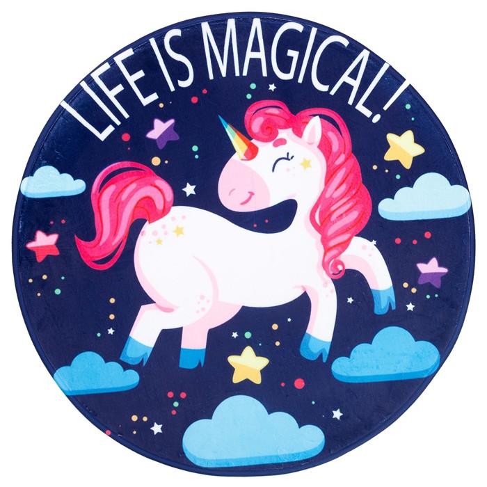 Ковер детский &quot;Life is magical&quot; d = 90 см, велюр,поролон 400г/м2