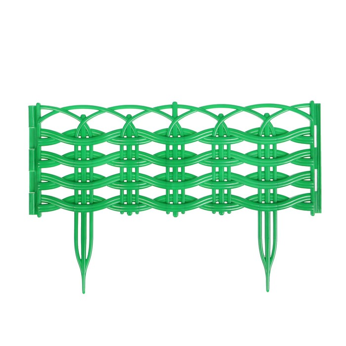 Ограждение декоративное, 25 х 300 см, 8 секций, пластик, зелёное, «Ивушка»