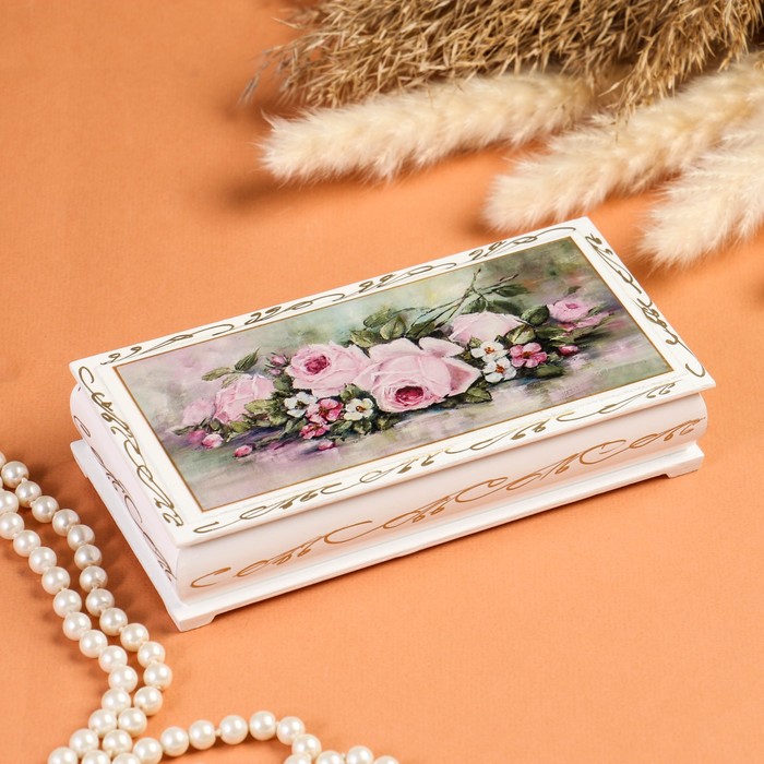Шкатулка - купюрница «Нежность», белая, 8,5×17 см, лаковая миниатюра - фото 282713322