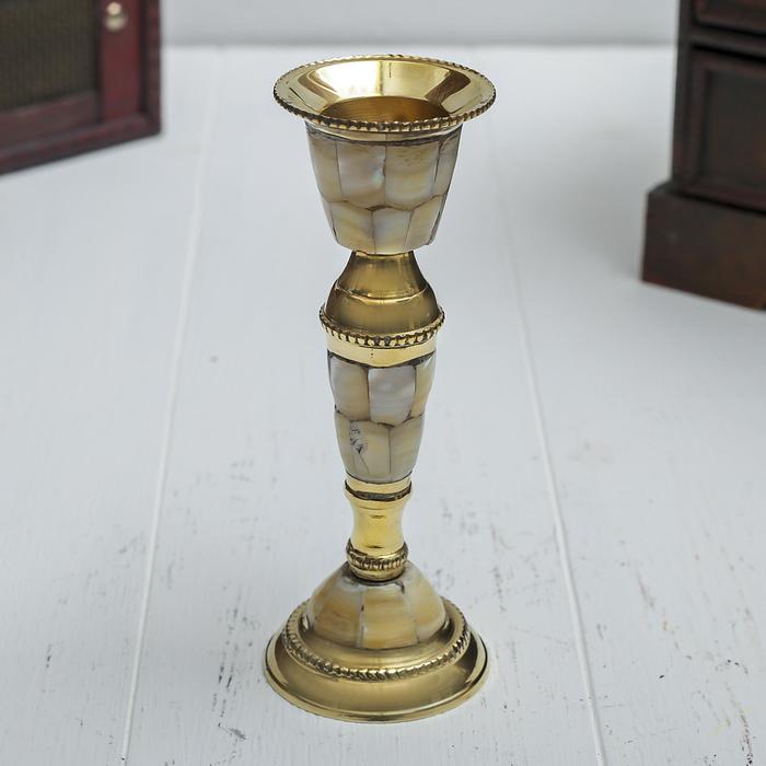 Подсвечник на 1 свечу "Королевский шик" с перламутром 13 см - фото 233330