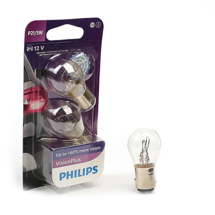 Галогенная лампа PHILIPS, P21/5W (BAY15d), 12 В, 3 Вт, , 2 шт., 12499 VP B2   УЦЕНКА