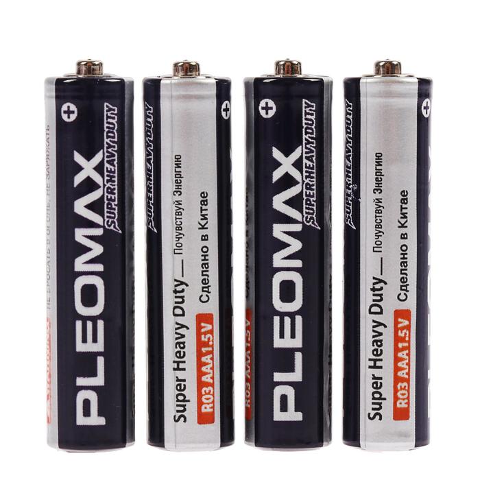 Батарейка солевая Pleomax Super Heavy Duty, AAA, R03-4S, 1.5В, спайка, 4 шт. - фото 1352943