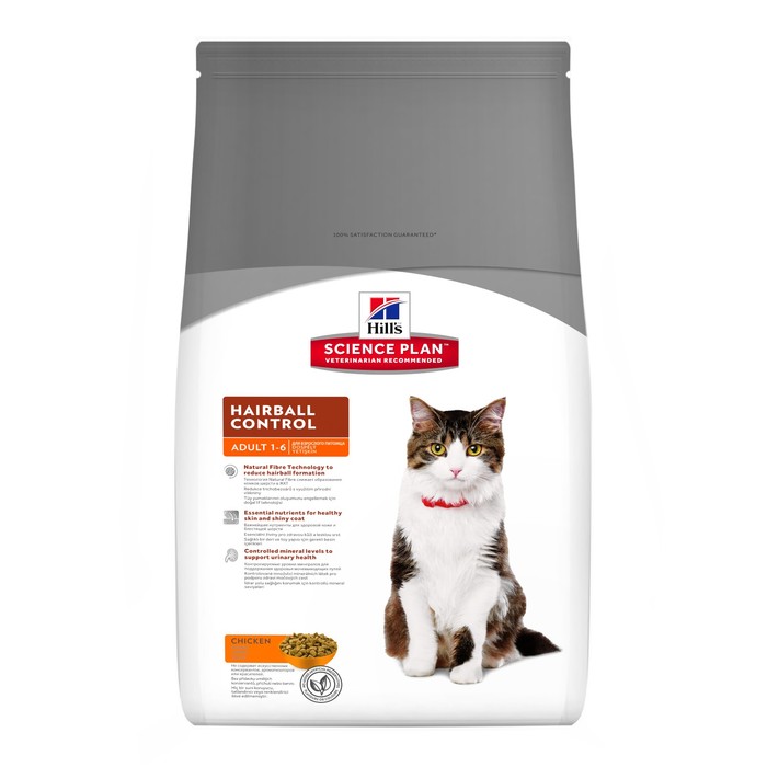 Сухой корм Hill's Cat hairball control для кошек, выведение шерсти, 1,5 кг