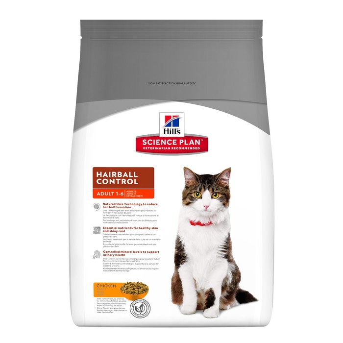 Сухой корм Hill's Cat hairball control для кошек, выведение шерсти, 5 кг