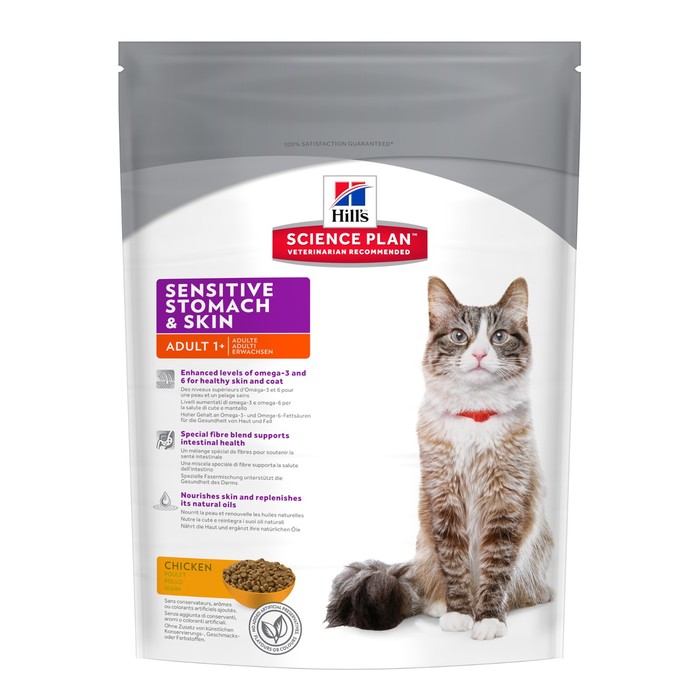 Сухой корм Hill's Cat sensitive stomach skin для кошек, здоровье кожи и пищеварения, 400 г