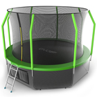Батут с внутренней сеткой и лестницей EVO JUMP Cosmo, диаметр 12ft (зеленый) + нижняя сеть