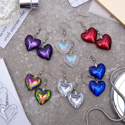 Earrings made of glass "Bright day" heart, MIX color