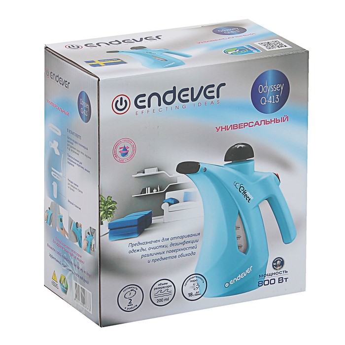 Отпариватель Endever Odyssey Q-413, ручной, 800 Вт, 0.2 л, синий - фото 35462