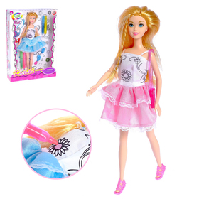 Кукла-модель «Лиза» в платье для рисования, с аксессуаром, МИКС