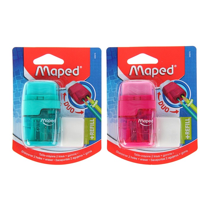 Точилка 2 отверстия с контейнером Maped CONNECT, с ластиком, блистер